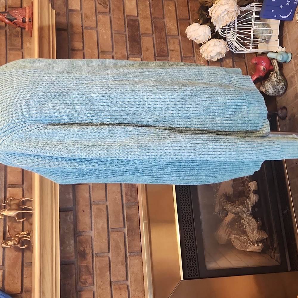 Old Navy Men's Teal Crewneck Rollneck Green Ribbed Sweater Size L 100% Cotton - Picture 7 of 13